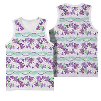Monstera Tiare Plumeria Lei Pattern Basketball Jersey Purple Version