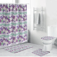 Monstera Tiare Plumeria Lei Pattern Bathroom Set Purple Version LT01 Bathroom Set (4 pcs) Purple - Polynesian Pride