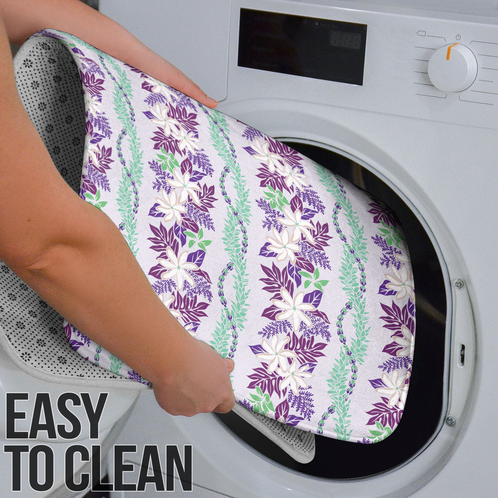 Monstera Tiare Plumeria Lei Pattern Bathroom Set Purple Version LT01 - Polynesian Pride