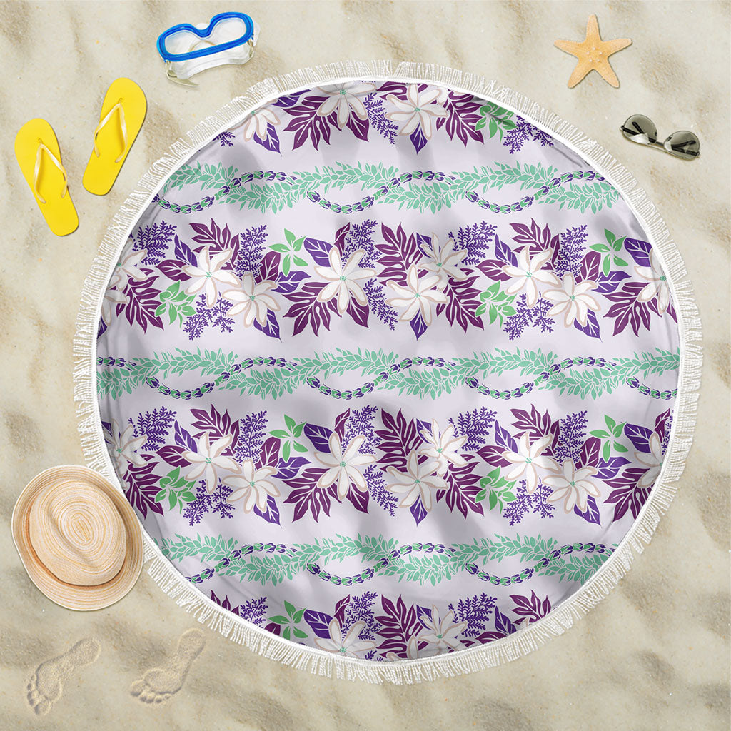 Monstera Tiare Plumeria Lei Pattern Beach Blanket Purple Version LT01 One Size 150cm Purple - Polynesian Pride
