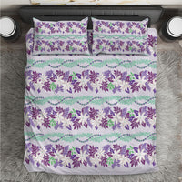 Monstera Tiare Plumeria Lei Pattern Bedding Set Purple Version LT01 Purple - Polynesian Pride
