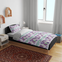 Monstera Tiare Plumeria Lei Pattern Bedding Set Purple Version LT01 - Polynesian Pride