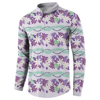 Monstera Tiare Plumeria Lei Pattern Button Sweatshirt Purple Version