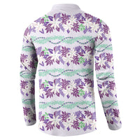 Monstera Tiare Plumeria Lei Pattern Button Sweatshirt Purple Version