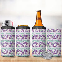 Monstera Tiare Plumeria Lei Pattern 4 in 1 Can Cooler Tumbler Purple Version