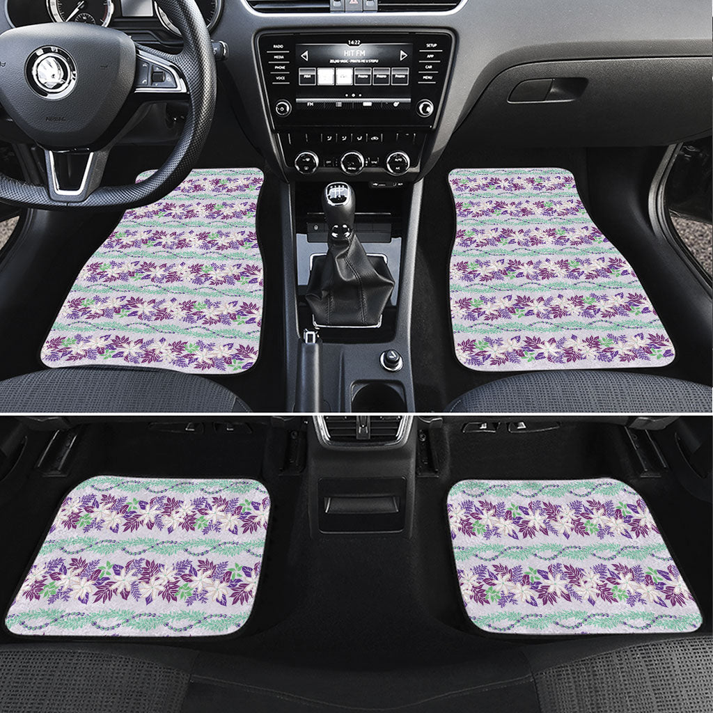 Monstera Tiare Plumeria Lei Pattern Car Mats Purple Version LT01 Set 4pcs Purple - Polynesian Pride