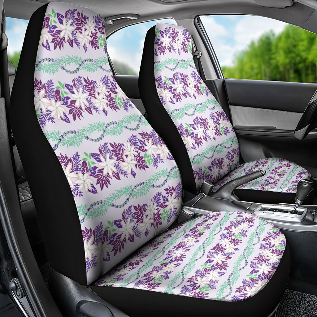 Monstera Tiare Plumeria Lei Pattern Car Seat Cover Purple Version