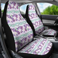 Monstera Tiare Plumeria Lei Pattern Car Seat Cover Purple Version