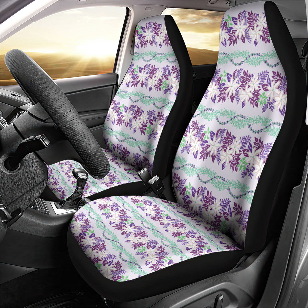 Monstera Tiare Plumeria Lei Pattern Car Seat Cover Purple Version