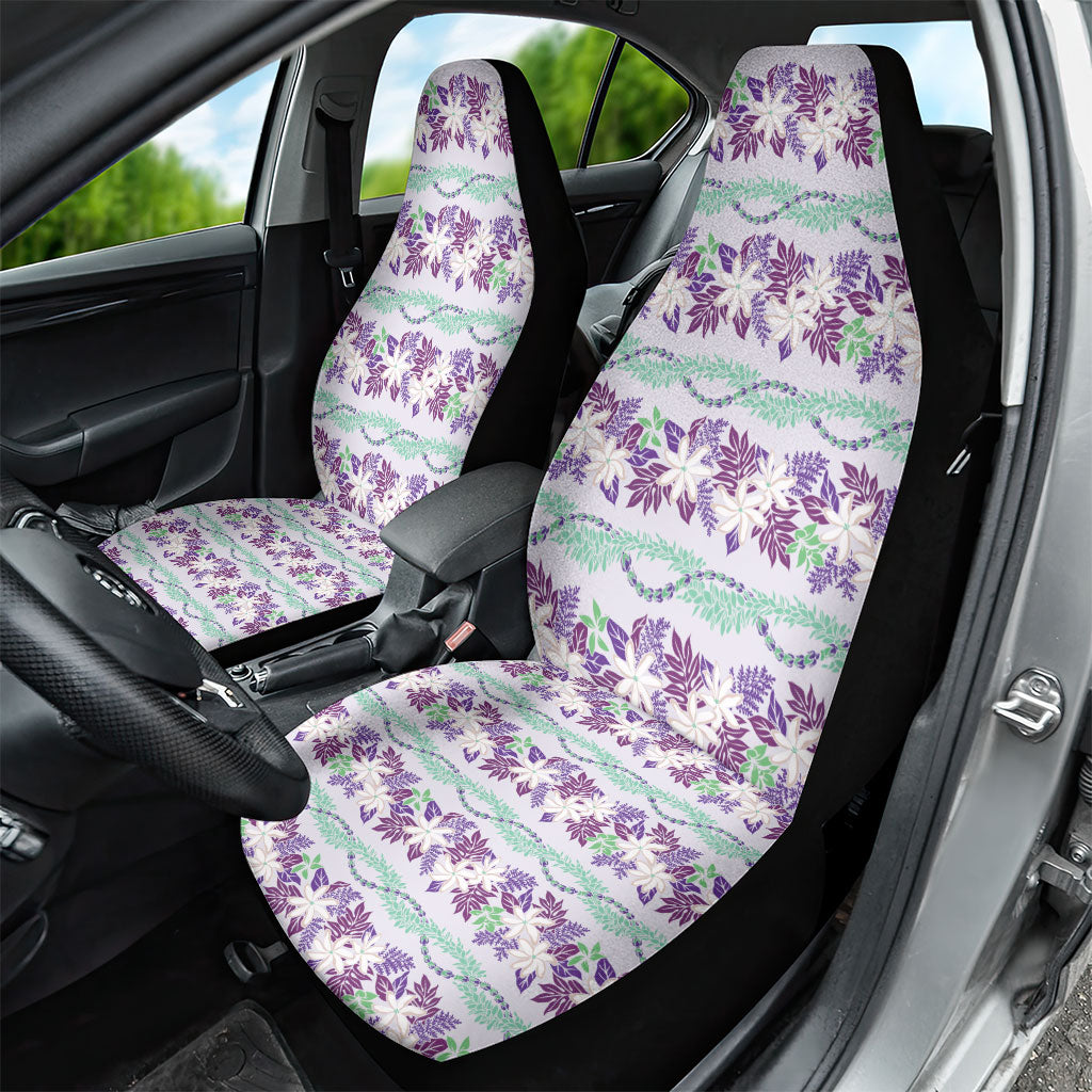 Monstera Tiare Plumeria Lei Pattern Car Seat Cover Purple Version