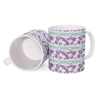 Monstera Tiare Plumeria Lei Pattern Ceramic Mug Purple Version LT01 - Polynesian Pride