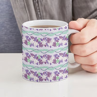 Monstera Tiare Plumeria Lei Pattern Ceramic Mug Purple Version LT01 - Polynesian Pride