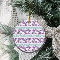 Monstera Tiare Plumeria Lei Pattern Ceramic Ornament Purple Version