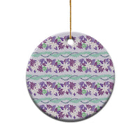 Monstera Tiare Plumeria Lei Pattern Ceramic Ornament Purple Version