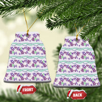 Monstera Tiare Plumeria Lei Pattern Ceramic Ornament Purple Version