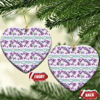 Monstera Tiare Plumeria Lei Pattern Ceramic Ornament Purple Version