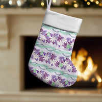 Monstera Tiare Plumeria Lei Pattern Christmas Stocking Purple Version