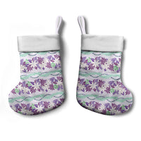 Monstera Tiare Plumeria Lei Pattern Christmas Stocking Purple Version