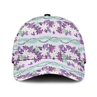 Monstera Tiare Plumeria Lei Pattern Classic Cap Purple Version