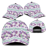 Monstera Tiare Plumeria Lei Pattern Classic Cap Purple Version