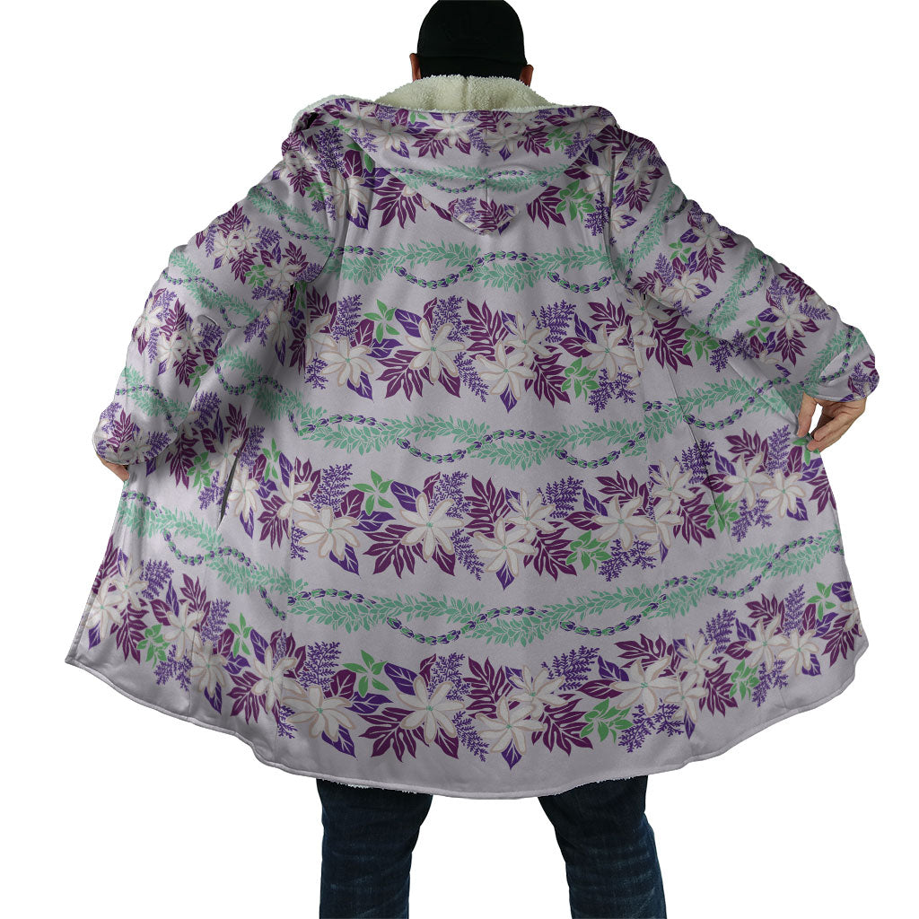 Monstera Tiare Plumeria Lei Pattern Cloak Purple Version