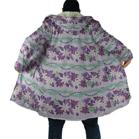 Monstera Tiare Plumeria Lei Pattern Cloak Purple Version