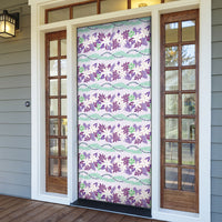 Monstera Tiare Plumeria Lei Pattern Door Cover Purple Version LT01 - Polynesian Pride
