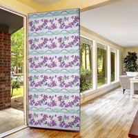 Monstera Tiare Plumeria Lei Pattern Door Cover Purple Version LT01 - Polynesian Pride