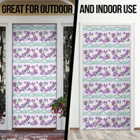 Monstera Tiare Plumeria Lei Pattern Door Cover Purple Version LT01 - Polynesian Pride