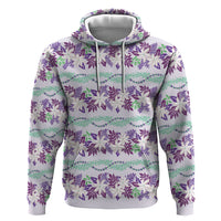 Monstera Tiare Plumeria Lei Pattern Hoodie Purple Version