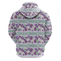 Monstera Tiare Plumeria Lei Pattern Hoodie Purple Version