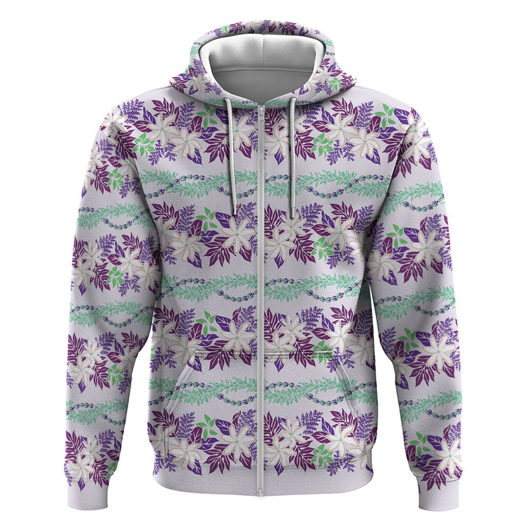 Monstera Tiare Plumeria Lei Pattern Hoodie Purple Version