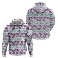 Monstera Tiare Plumeria Lei Pattern Hoodie Purple Version