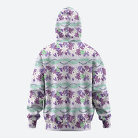 Monstera Tiare Plumeria Lei Pattern Hoodie Purple Version