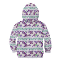 Monstera Tiare Plumeria Lei Pattern Kid Hoodie Purple Version