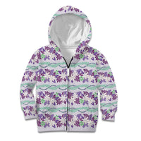 Monstera Tiare Plumeria Lei Pattern Kid Hoodie Purple Version