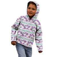 Monstera Tiare Plumeria Lei Pattern Kid Hoodie Purple Version