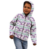 Monstera Tiare Plumeria Lei Pattern Kid Hoodie Purple Version