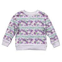 Monstera Tiare Plumeria Lei Pattern Kid Ugly Christmas Sweater Purple Version