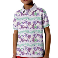 Monstera Tiare Plumeria Lei Pattern Kid Polo Shirt Purple Version LT01 Kid Purple - Polynesian Pride