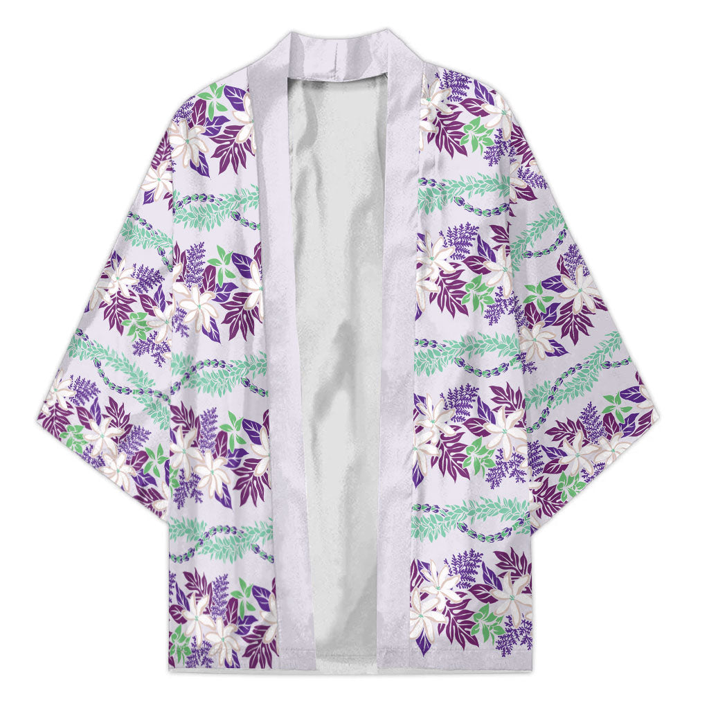 Monstera Tiare Plumeria Lei Pattern Kimono Purple Version LT01 Unisex Purple - Polynesian Pride