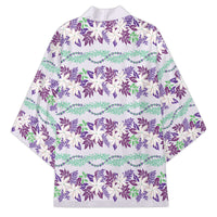 Monstera Tiare Plumeria Lei Pattern Kimono Purple Version LT01 - Polynesian Pride