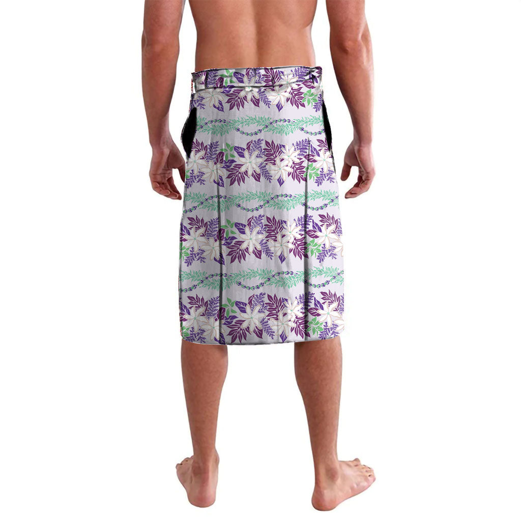 Monstera Tiare Plumeria Lei Pattern Lavalava Purple Version