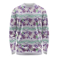 Monstera Tiare Plumeria Lei Pattern Long Sleeve Shirt Purple Version LT01 Unisex Purple - Polynesian Pride