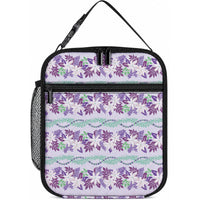 Monstera Tiare Plumeria Lei Pattern Lunch Bag Purple Version