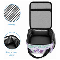 Monstera Tiare Plumeria Lei Pattern Lunch Bag Purple Version