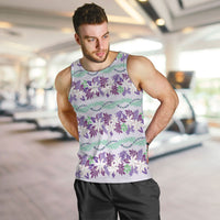 Monstera Tiare Plumeria Lei Pattern Men Tank Top Purple Version