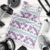 Monstera Tiare Plumeria Lei Pattern Men Tank Top Purple Version