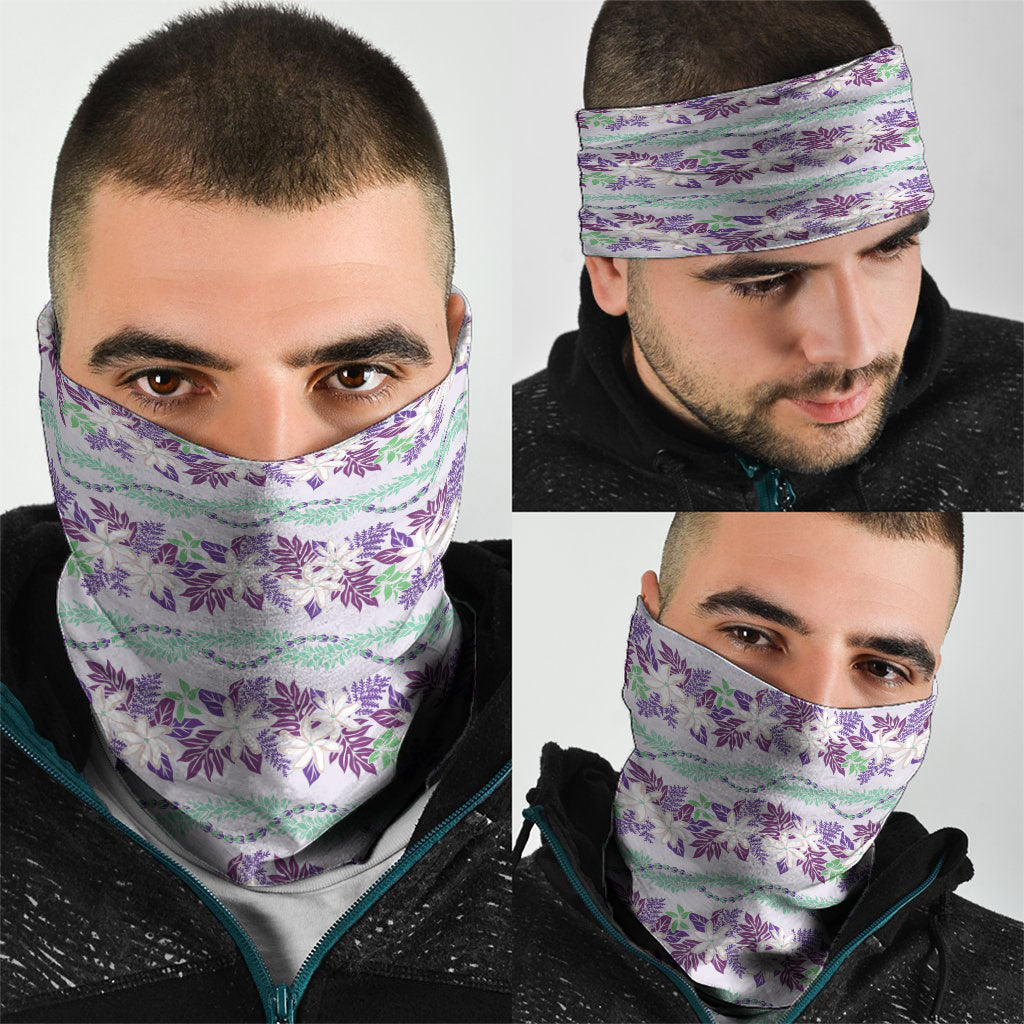 Monstera Tiare Plumeria Lei Pattern Neck Gaiter Purple Version