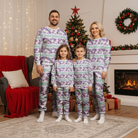 Monstera Tiare Plumeria Lei Pattern Christmas Pajama Set Purple Version